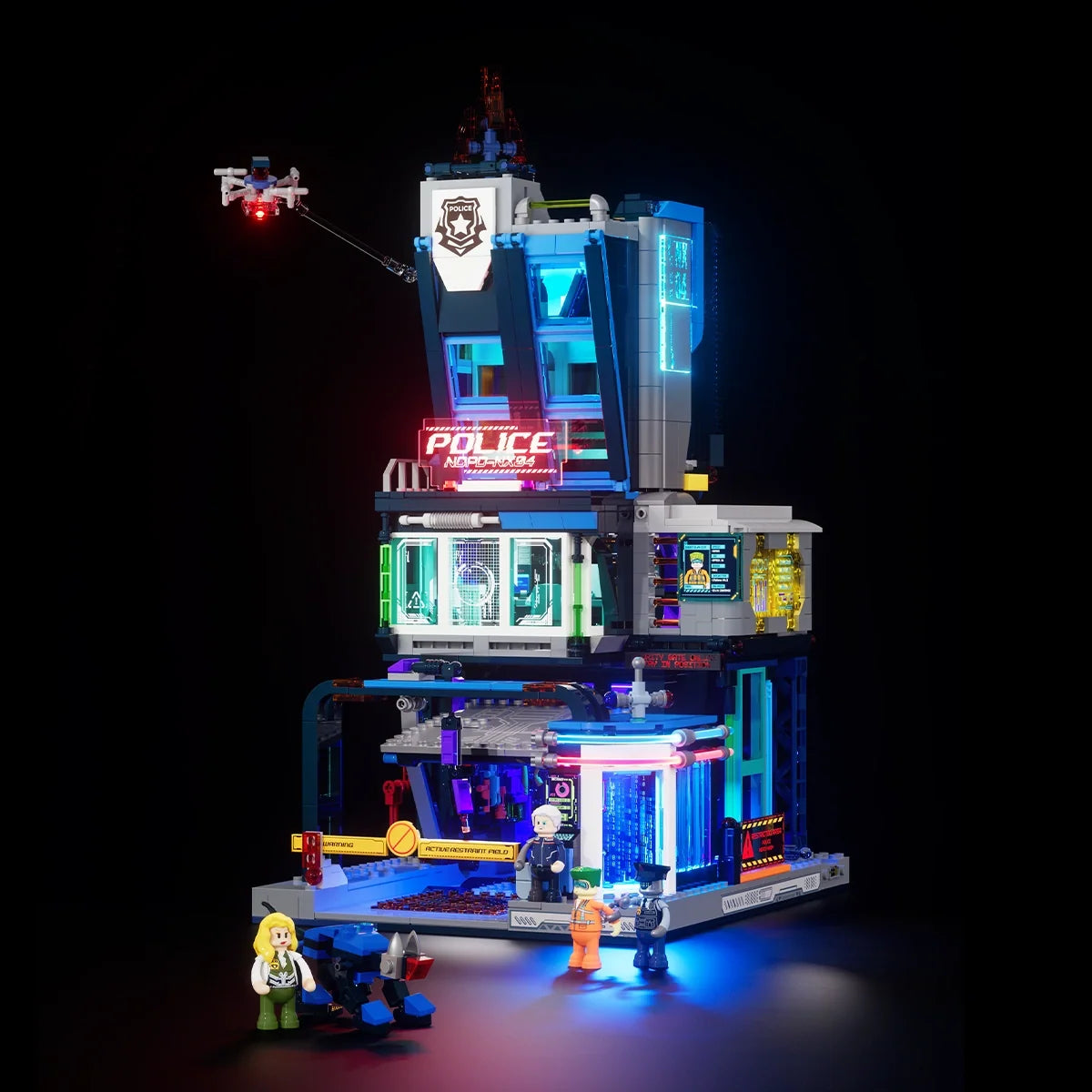Commissariat de la ville futuriste, avec lumières, vue principale