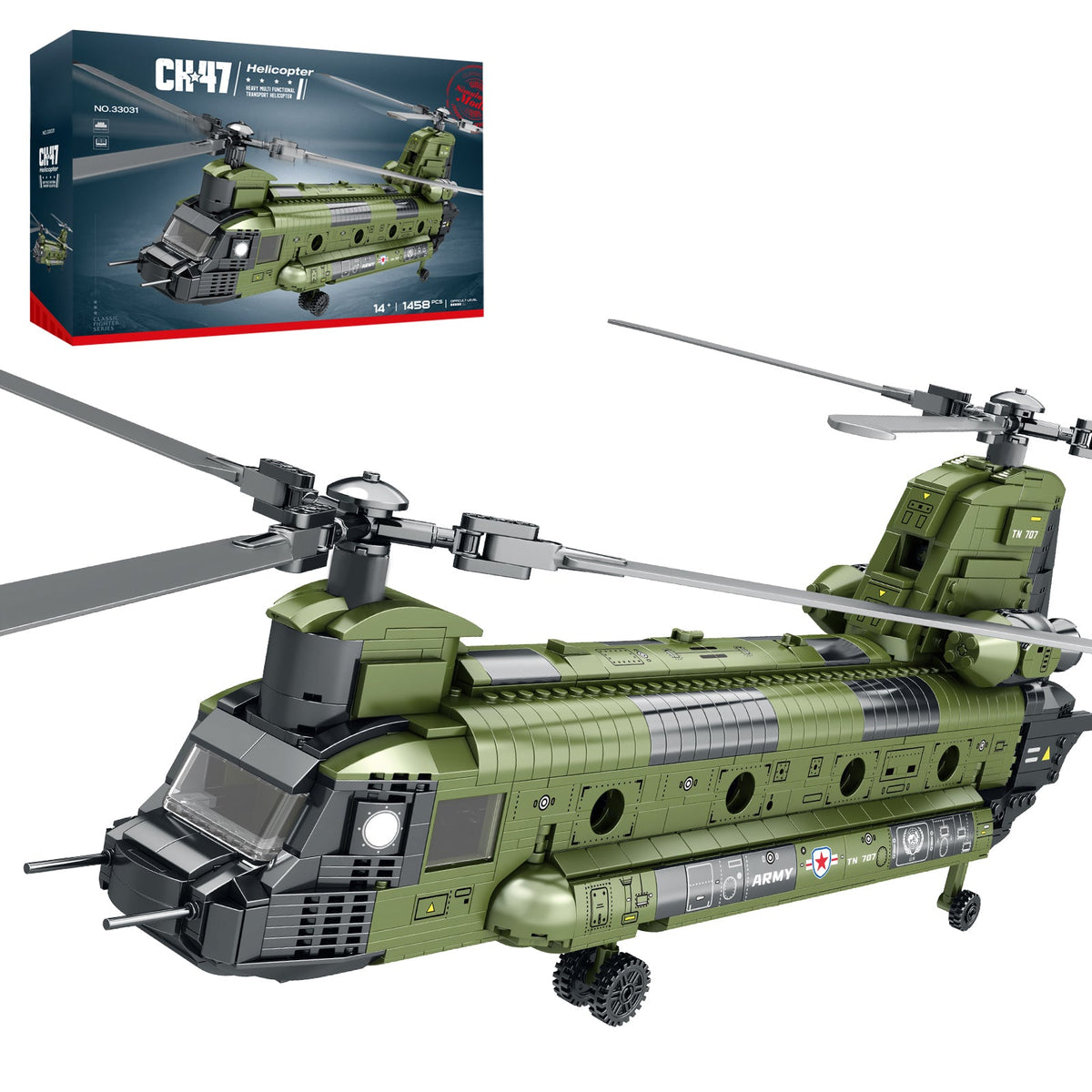 Hélicoptère de transport à double rotor, vue principale