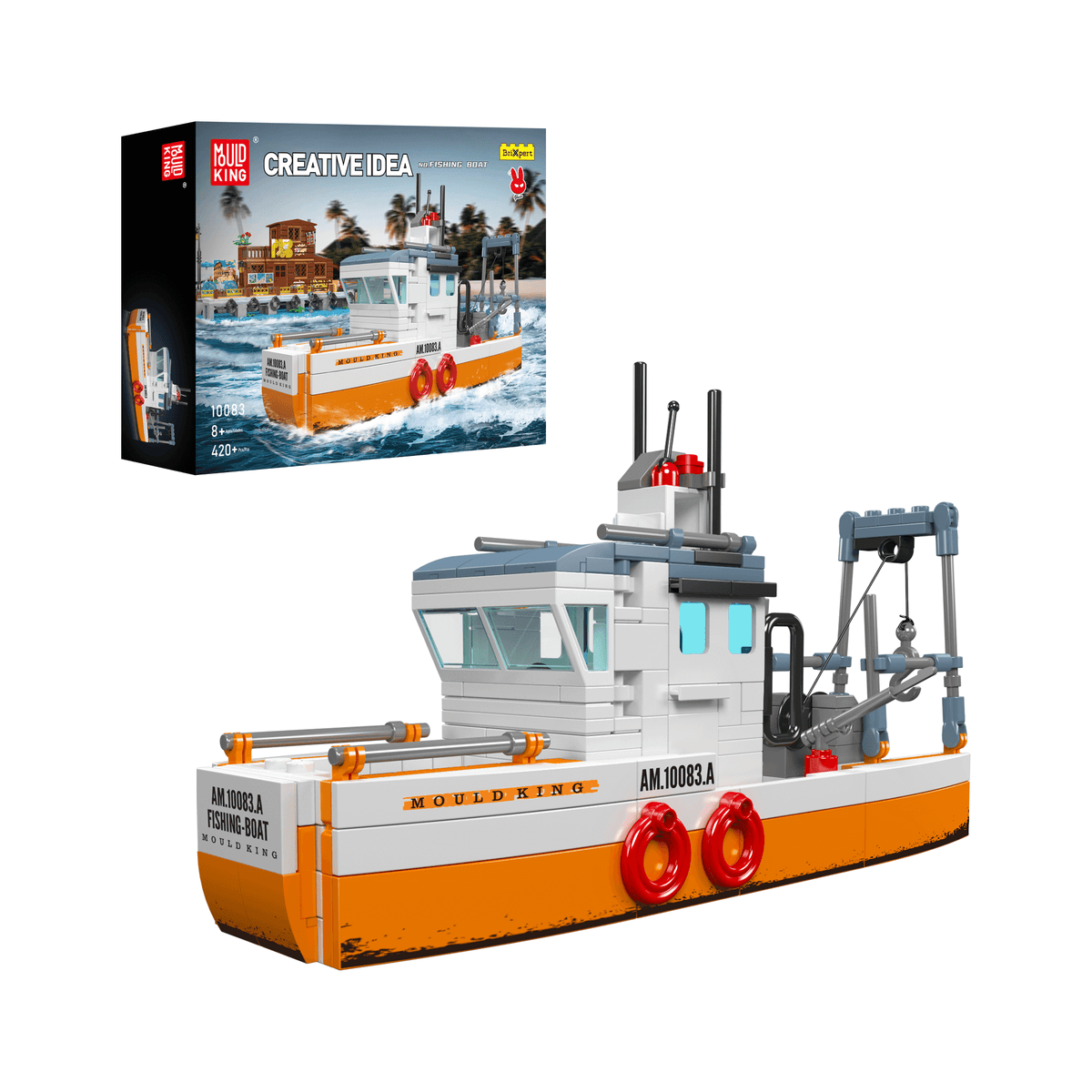 Chalutier de pêche et sa grue, vue principale