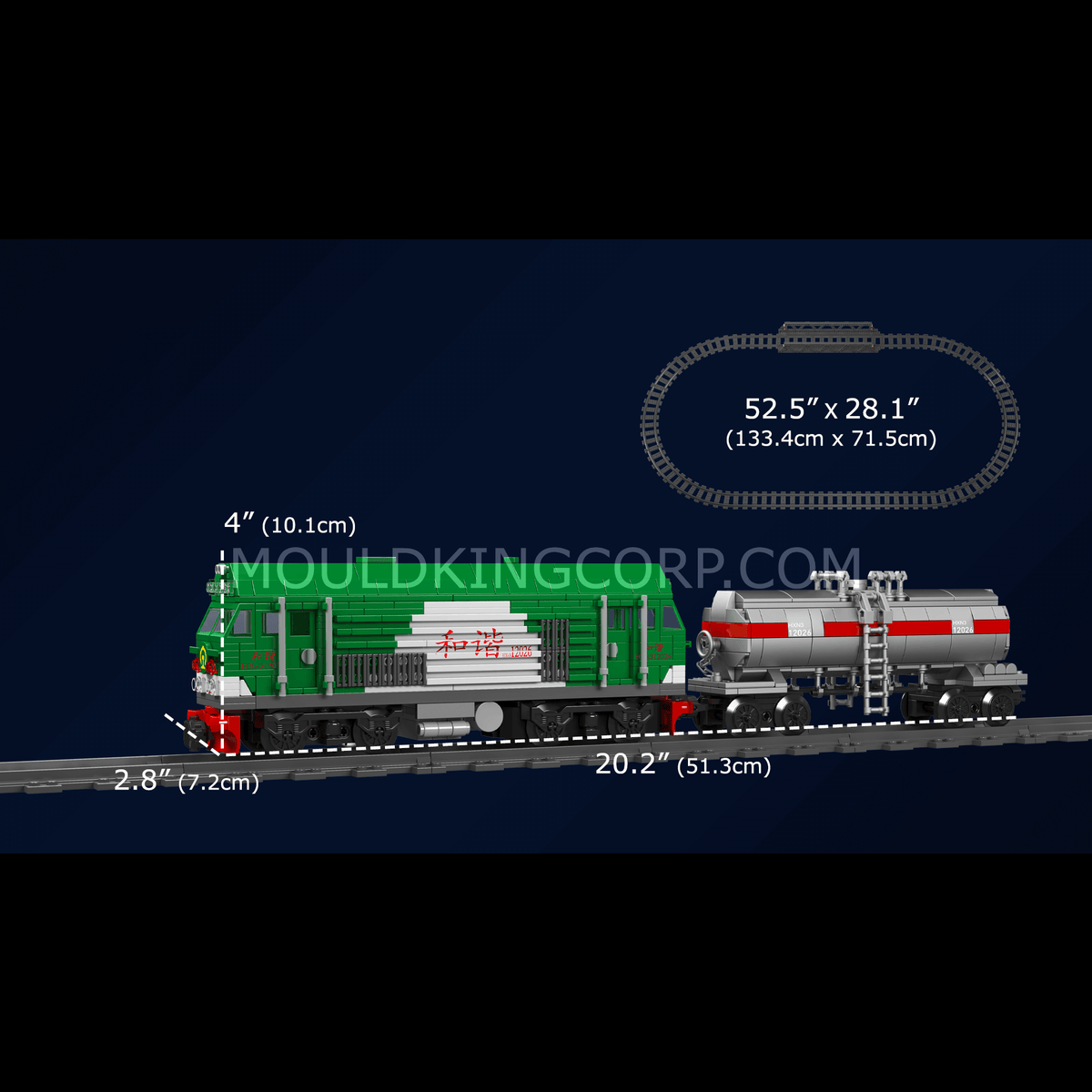 Locomotive diesel de fret télécommandée et son wagon, vue 6