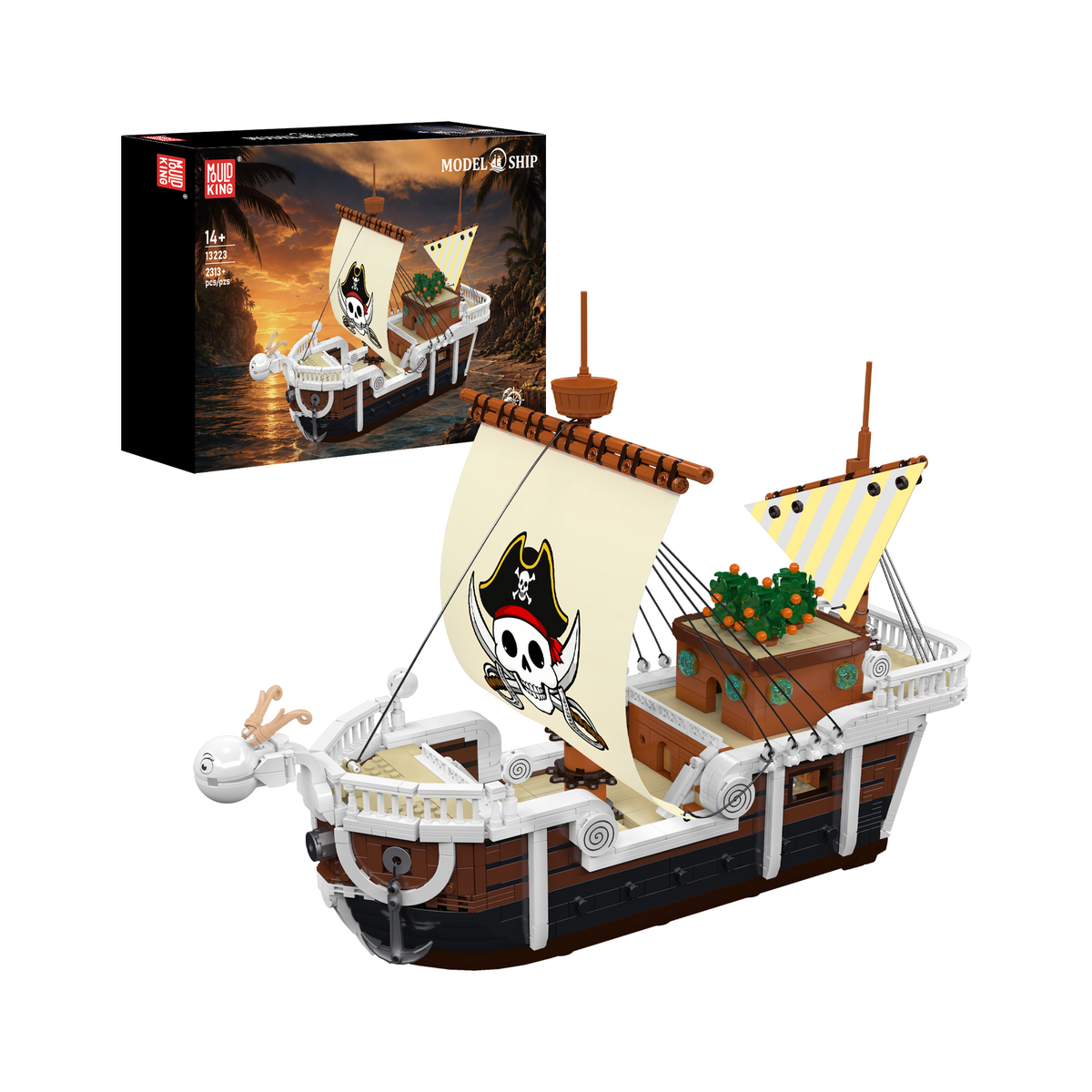 Galion pirate au drapeau à tête de mort, vue principale
