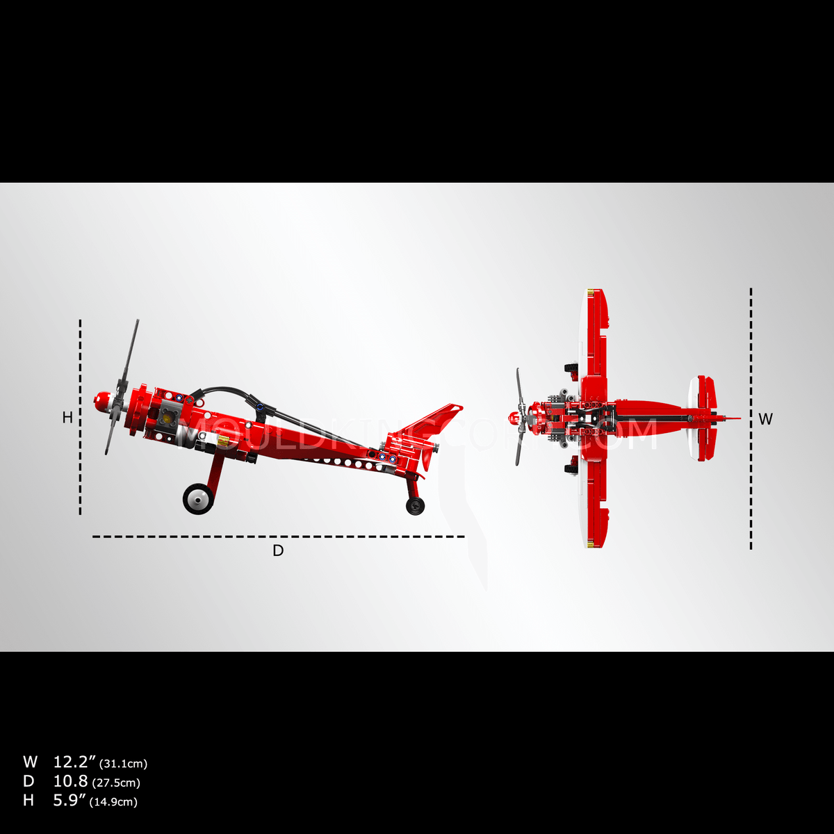 Avion de course rouge à hélice, vue 5