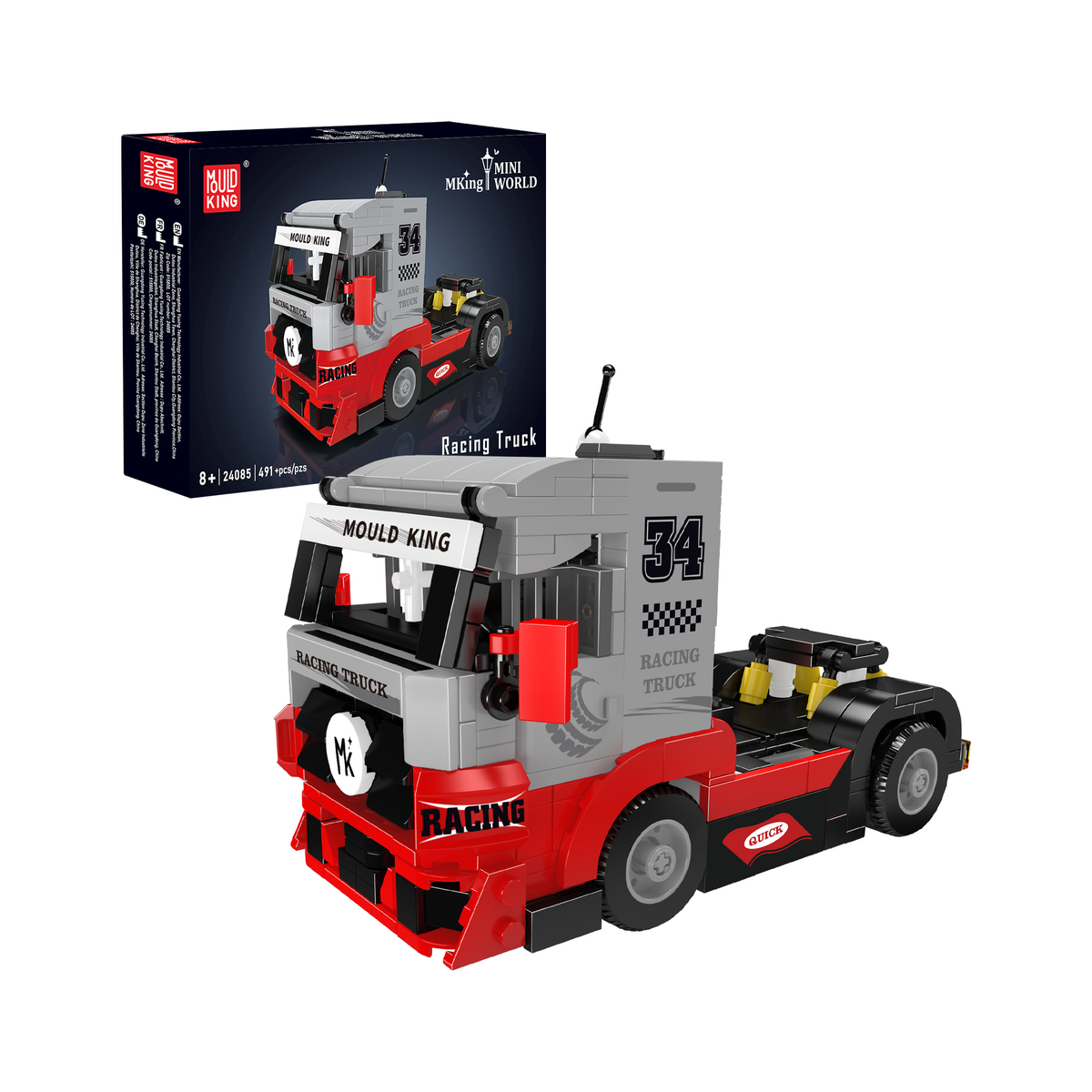 Camion de course gris et rouge, vue principale