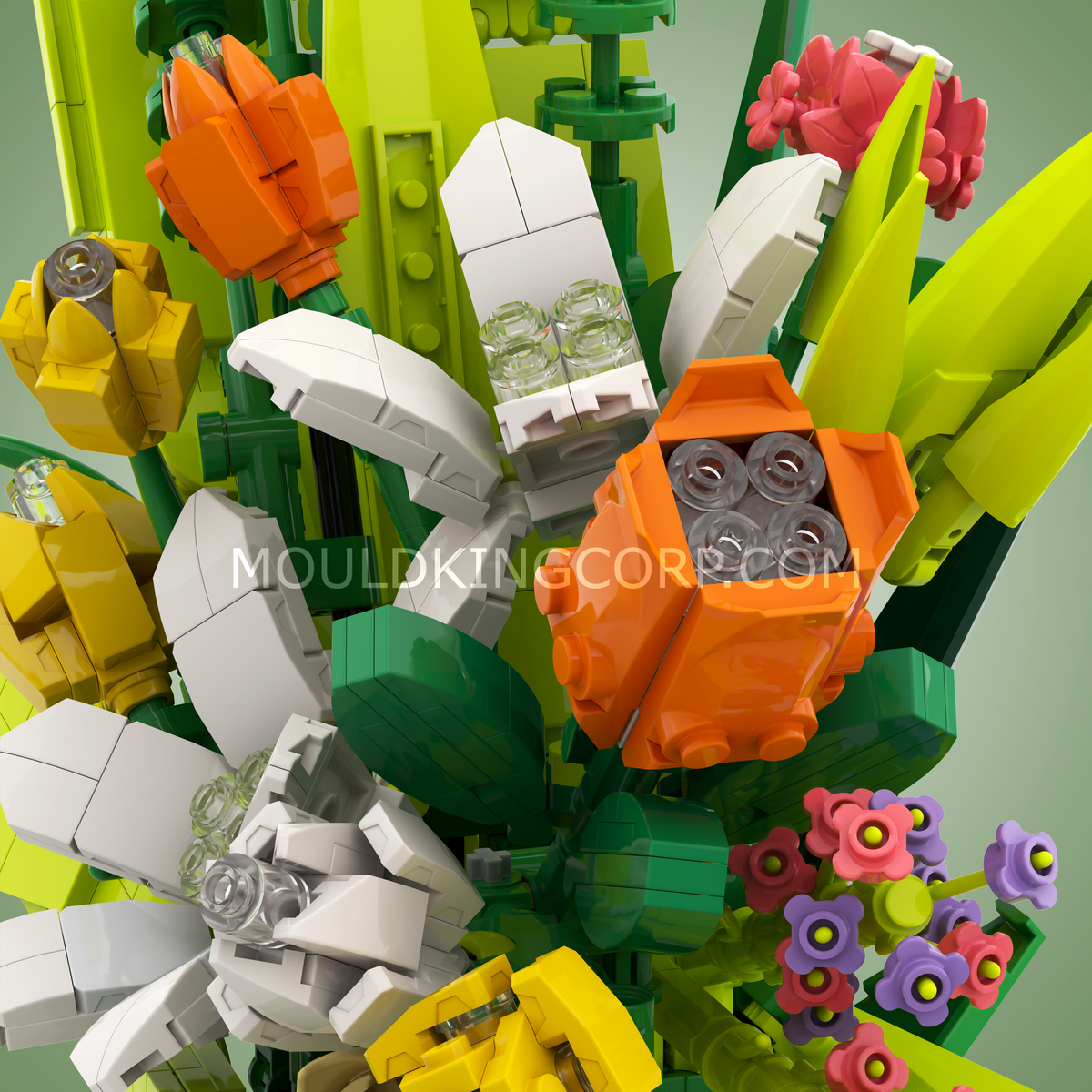 Bouquet de printemps dans son vase effet pierre, vue 2