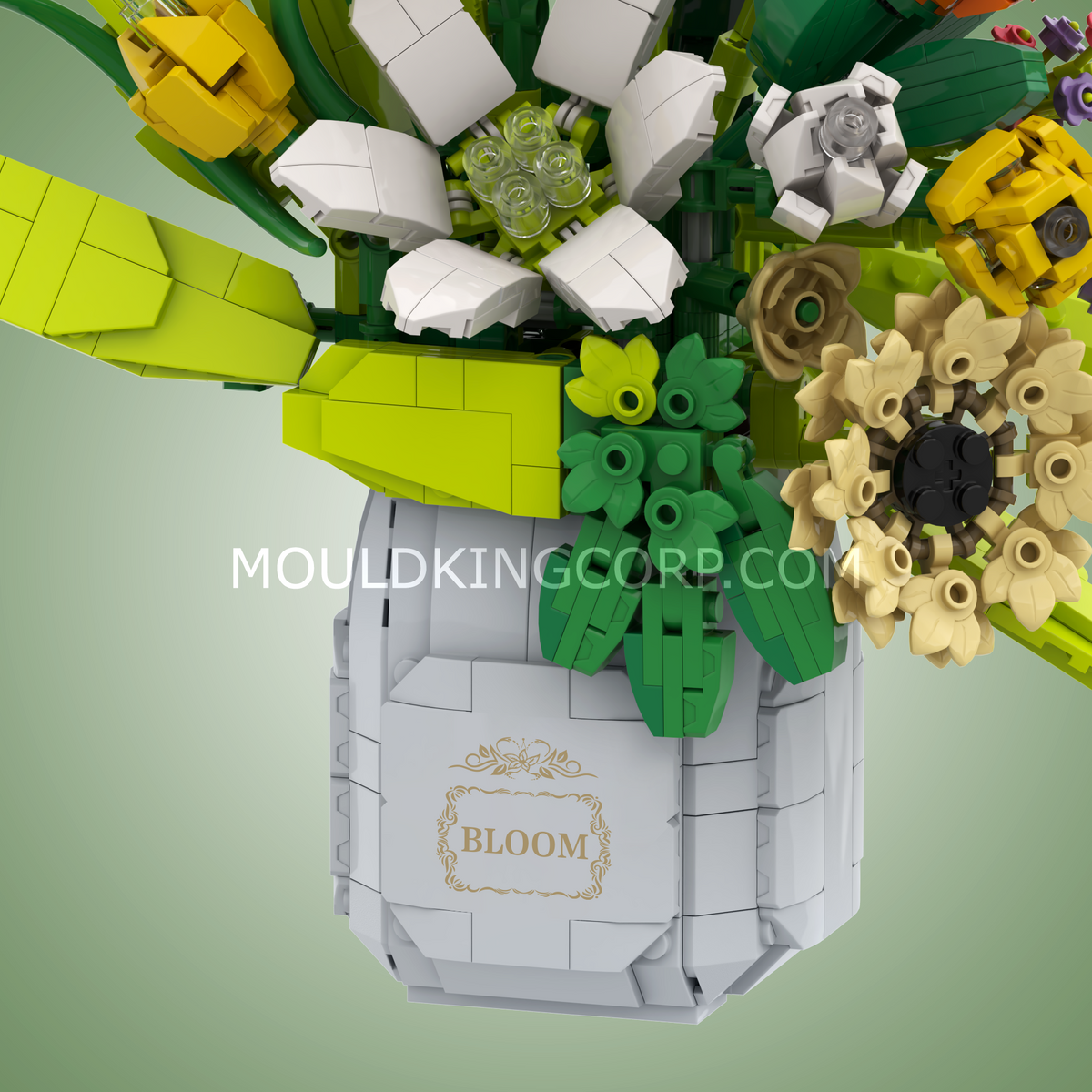Bouquet de printemps dans son vase effet pierre, vue 5