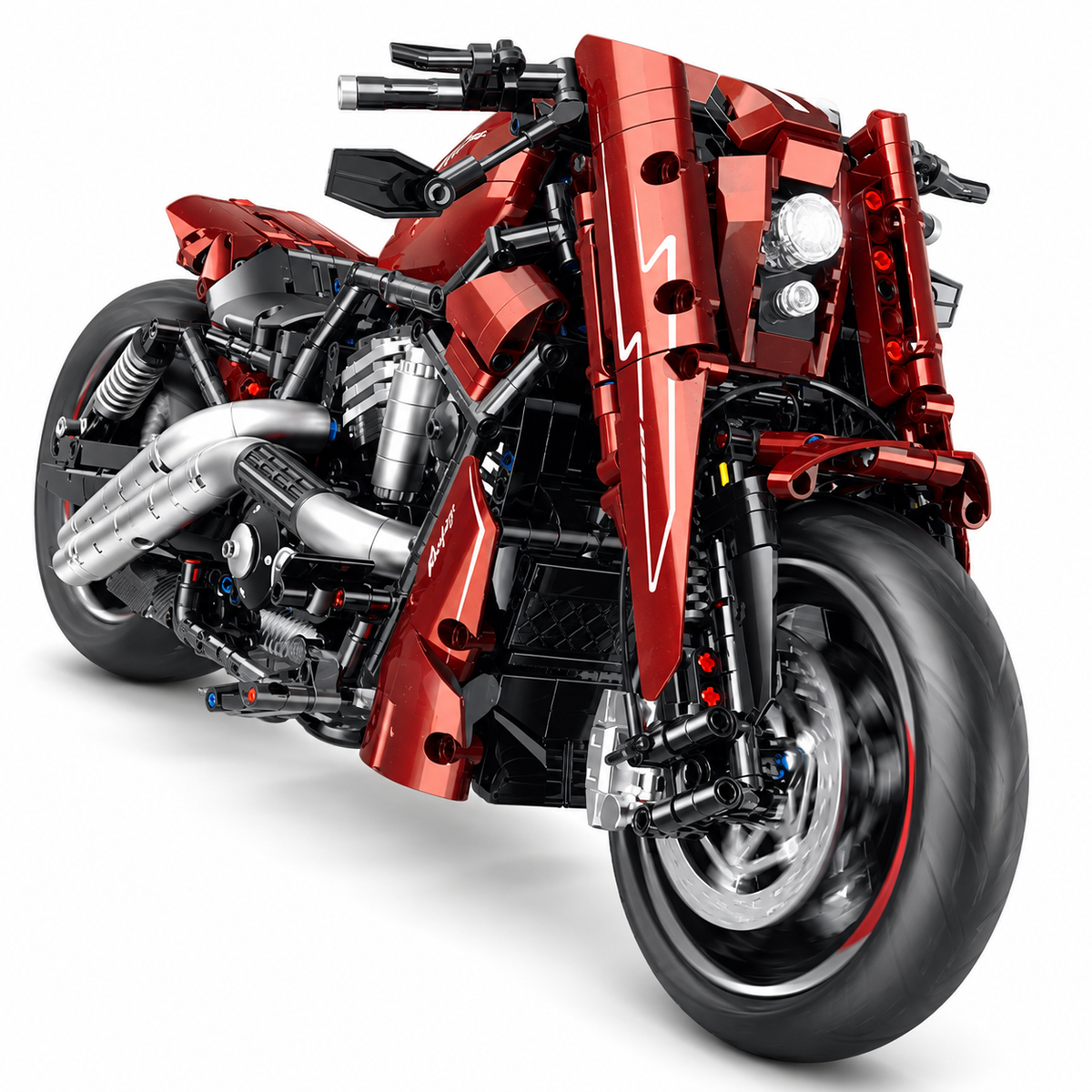 Superbike bicylindre rouge à boîte de vitesses, échelle 1:5