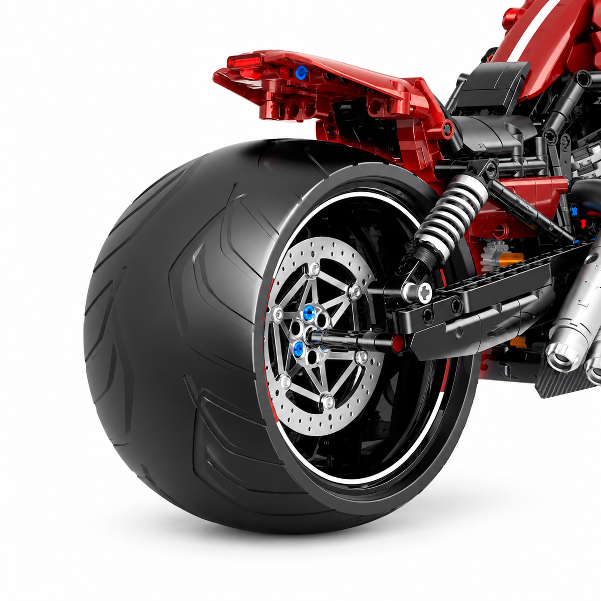 Superbike bicylindre rouge à boîte de vitesses, échelle 1:5