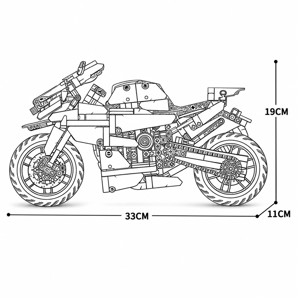 Superbike de course bleu, blanc et rouge, échelle 1:8