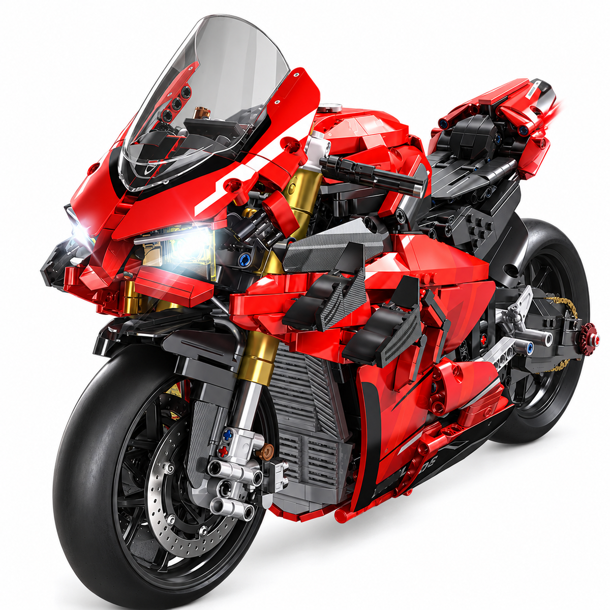 Superbike italienne rouge éclairée, échelle 1:5