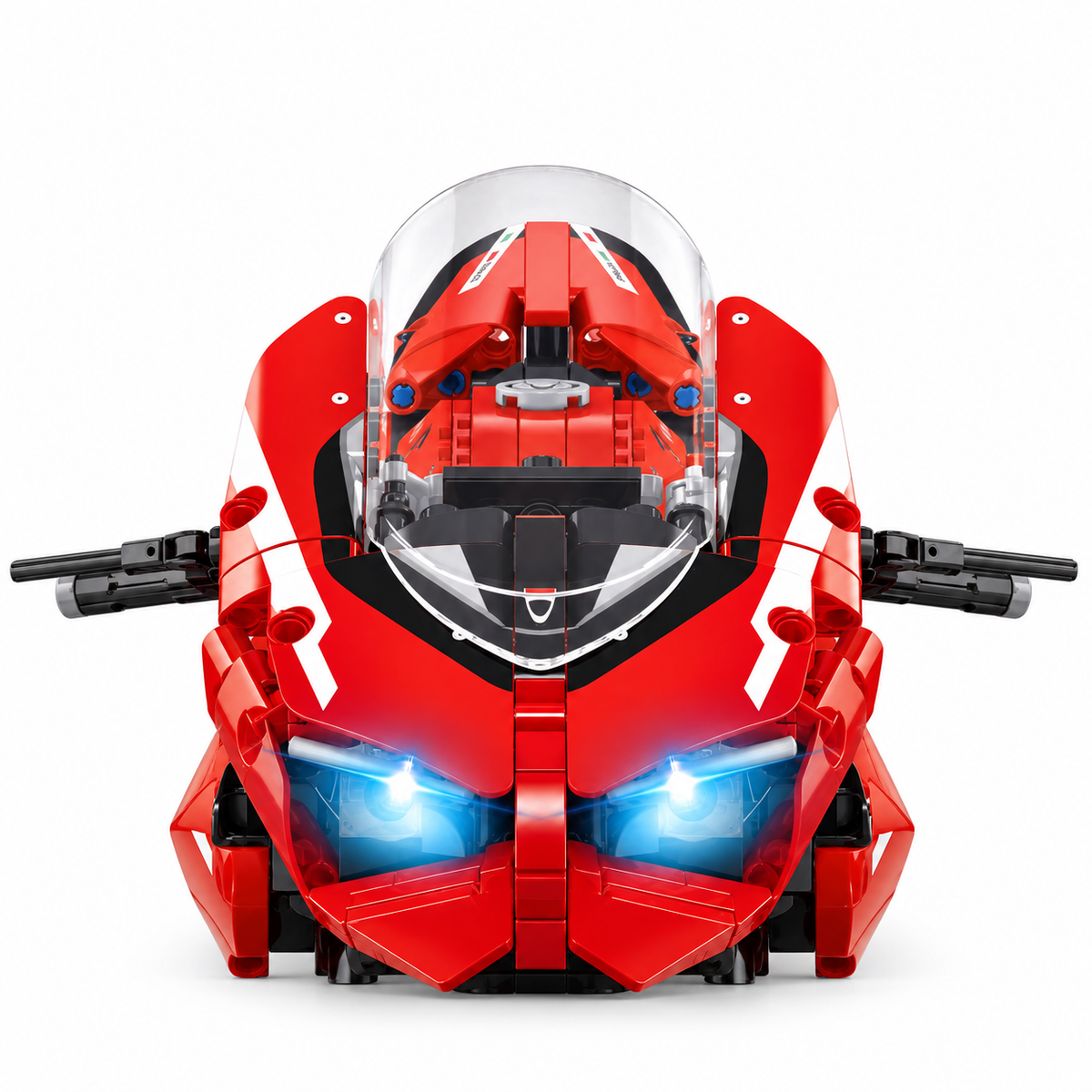 Superbike italienne rouge éclairée, échelle 1:5