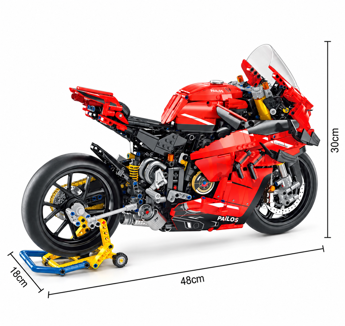 Superbike italienne rouge éclairée, échelle 1:5