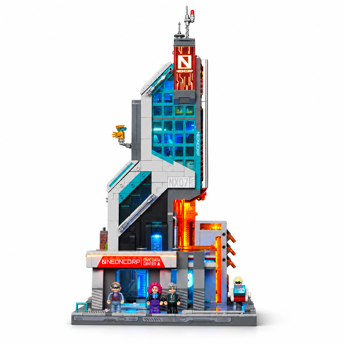 Tour high-tech de la ville futuriste, avec lumières, vue complémentaire 5, lumière harmonisée