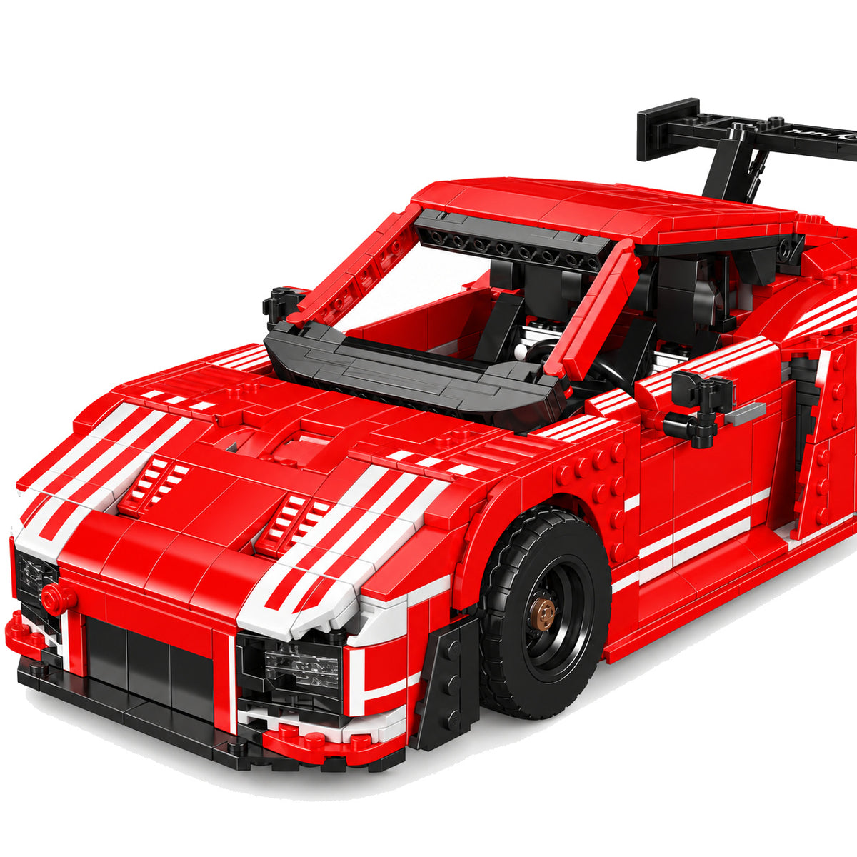 Détail de voiture de course d'endurance allemande, rouge et blanche
