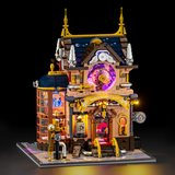 Boutique de magie steampunk lumineuse, vue principale
