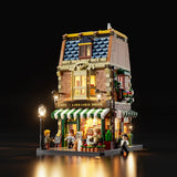 Café-librairie européen, avec lumières, vue principale