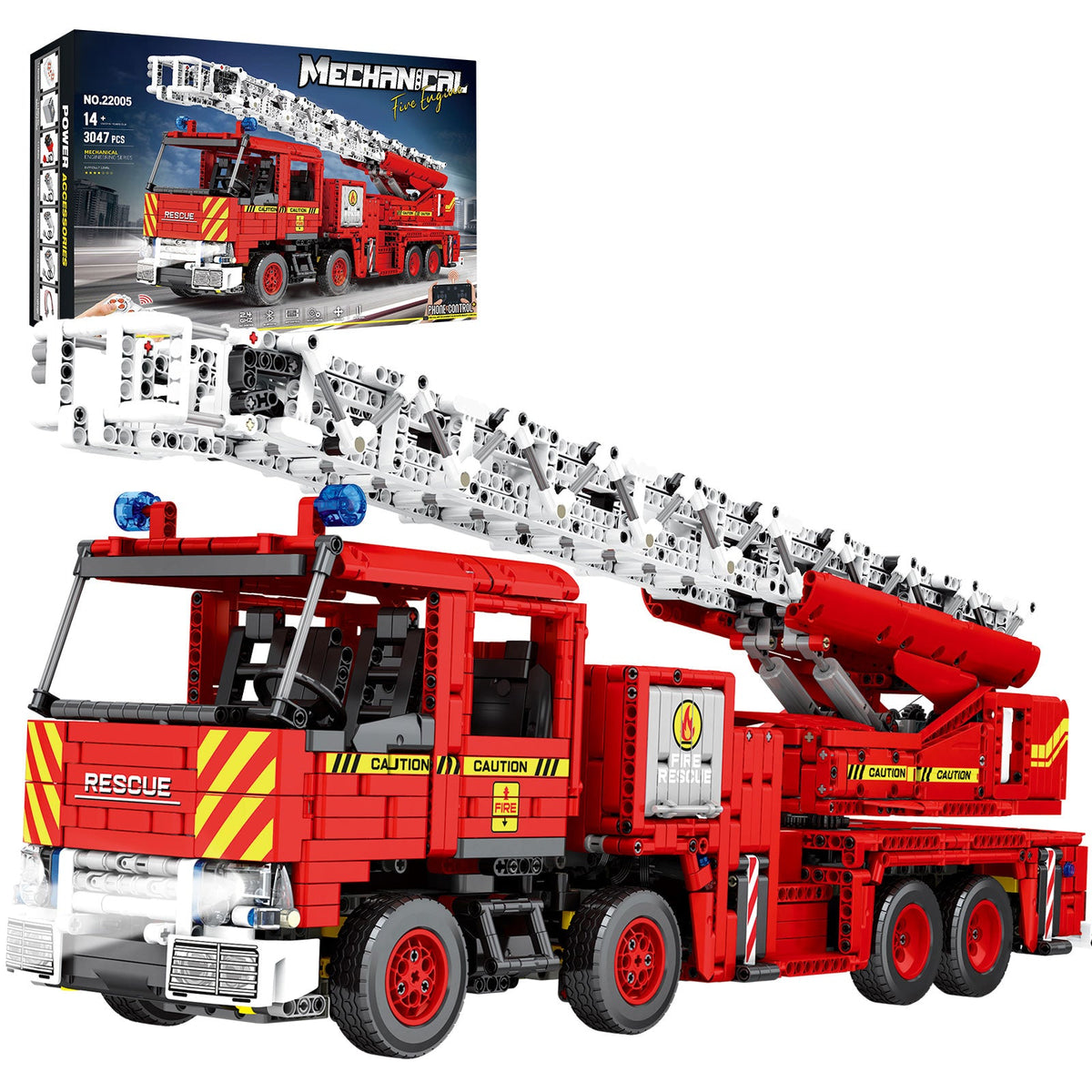 Grand camion de pompiers télécommandé, vue principale