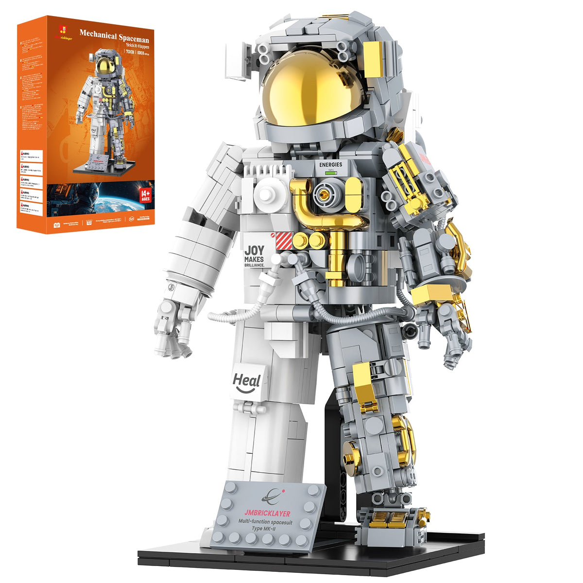 Astronaute explorateur sur socle, vue principale
