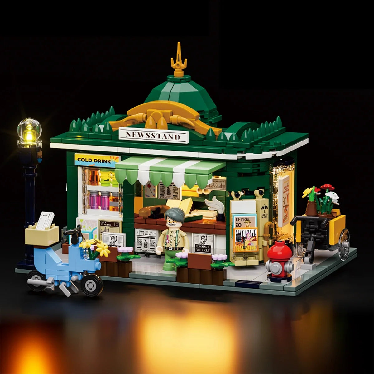 Kiosque à journaux, avec lumières, vue principale