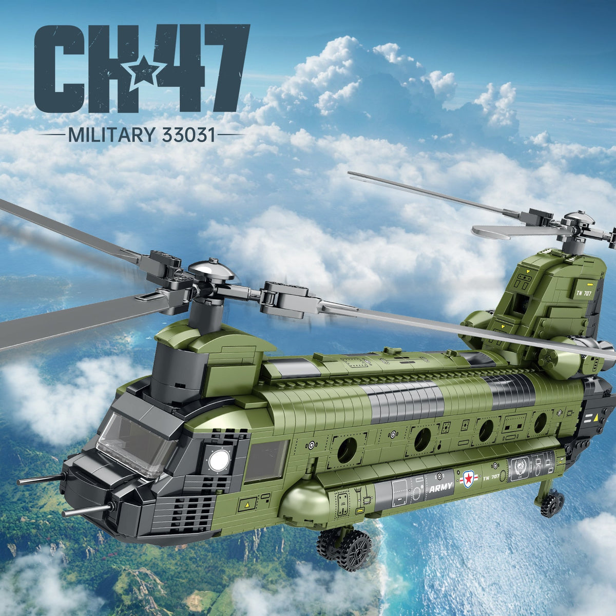 Hélicoptère de transport à double rotor, vue 4