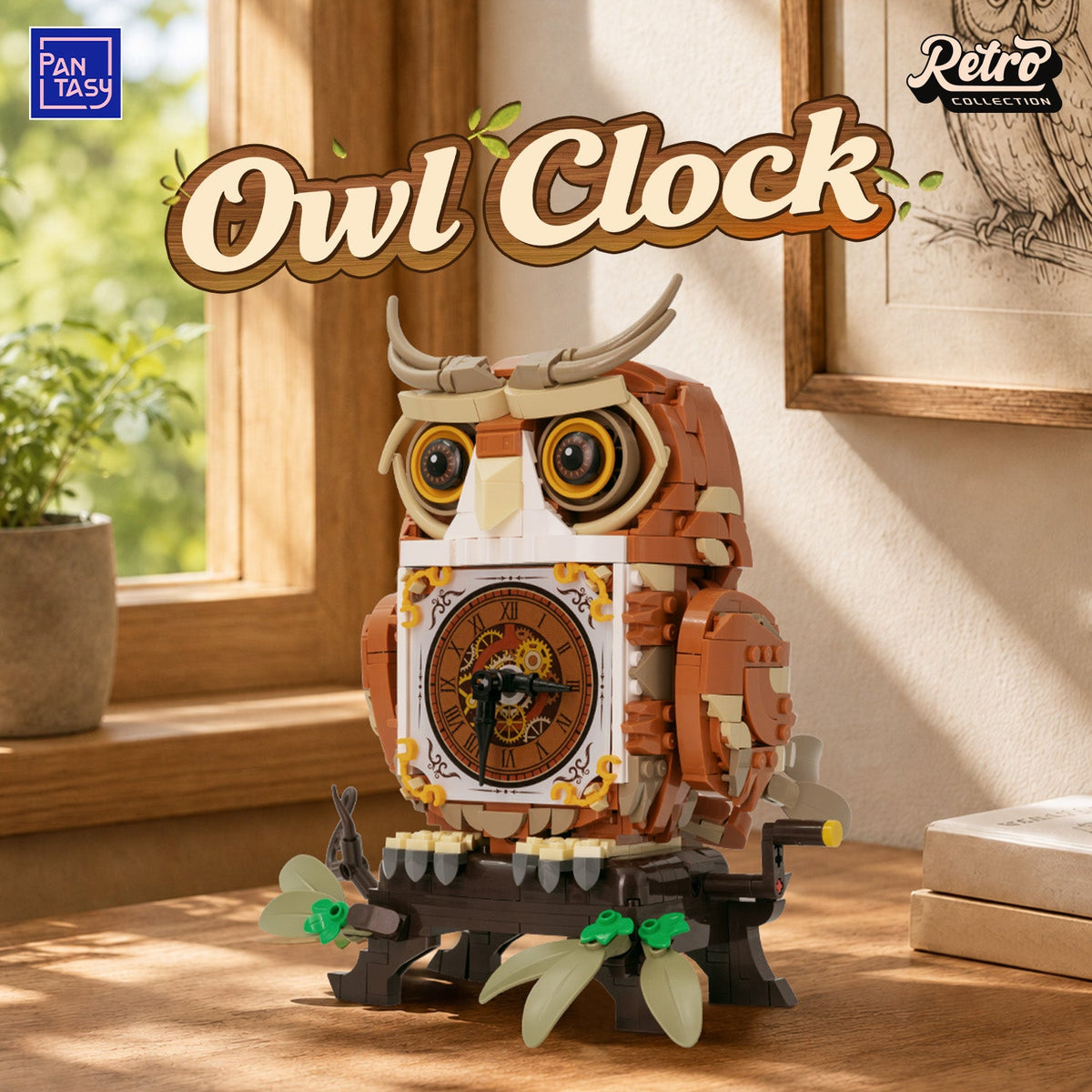 Horloge hibou, vue 2