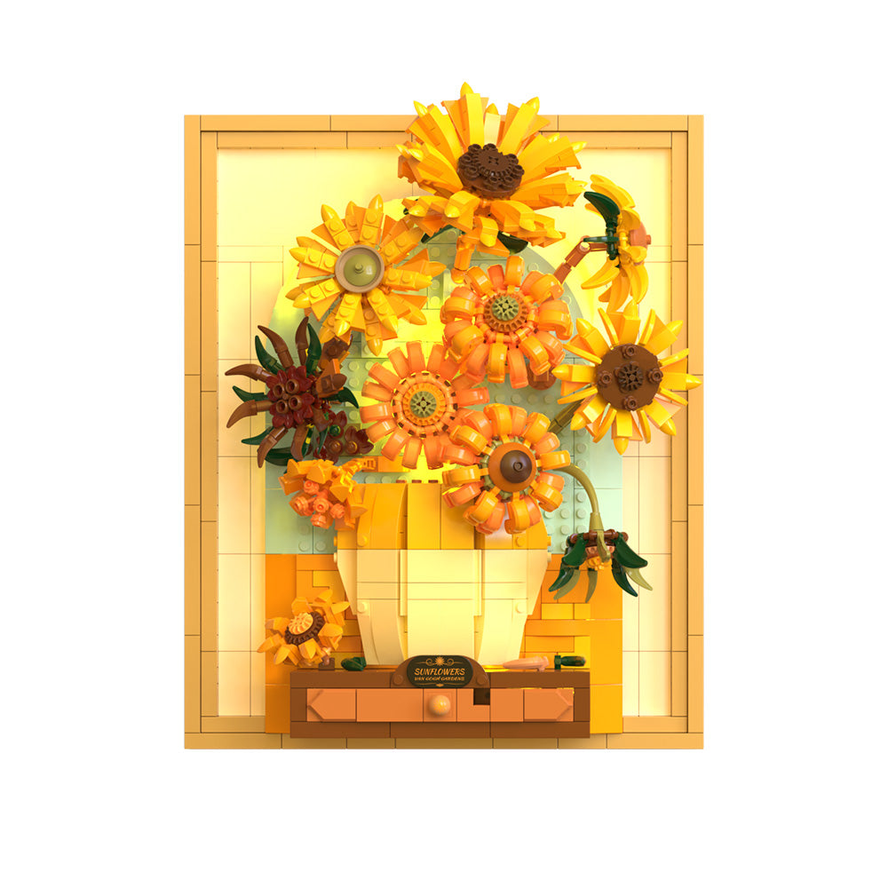 Tableau tournesols en relief, lumineux, vue principale