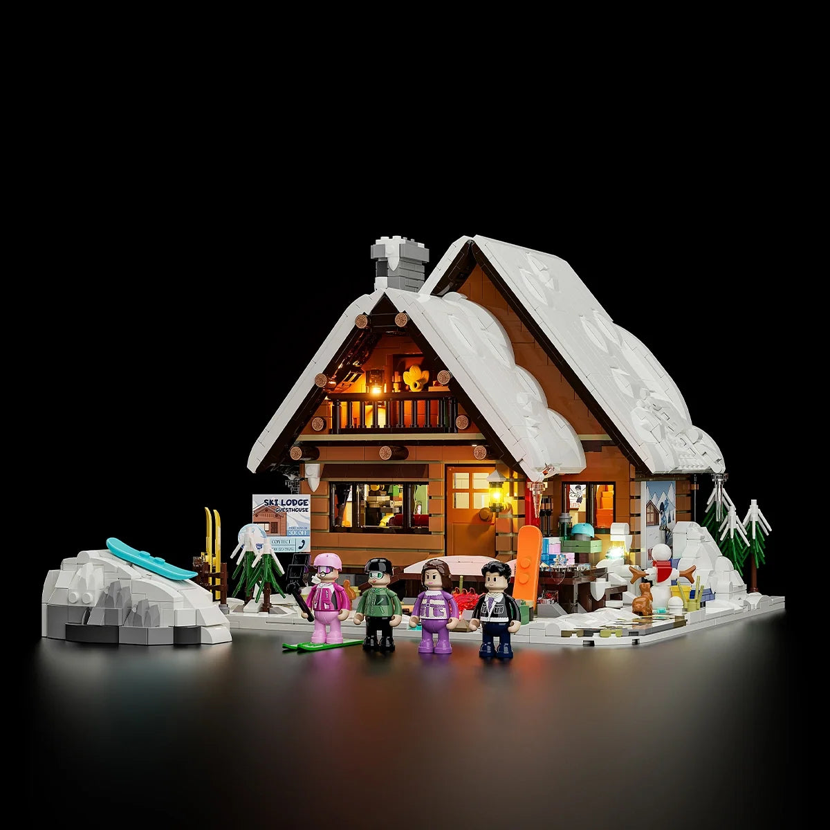 Chalet de ski scandinave, avec lumières, vue principale