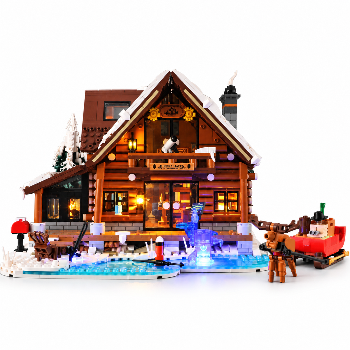 Chalet nordique et dôme des aurores, avec lumières, vue complémentaire 6, lumière harmonisée