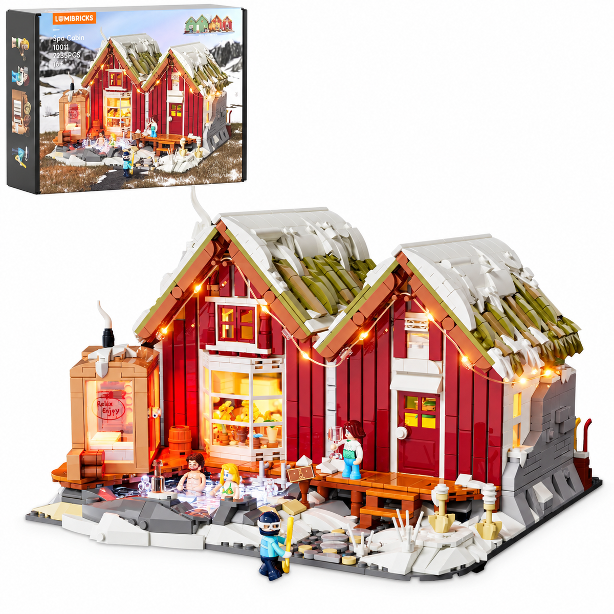 Chalet spa et source chaude, avec lumières, vue complémentaire 3, lumière harmonisée
