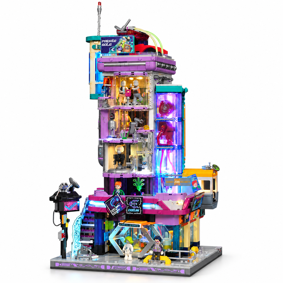Galerie de mode de la ville futuriste, avec lumières, vue complémentaire 5, lumière harmonisée