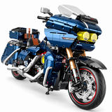Moto de grand tourisme bleu nuit à sacoches, échelle 1:5