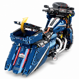 Moto de grand tourisme bleu nuit à sacoches, échelle 1:5