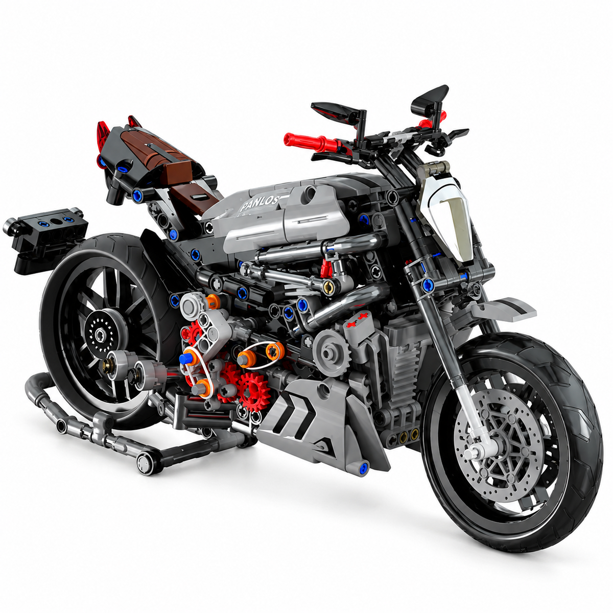 Moto roadster grise — vue 3