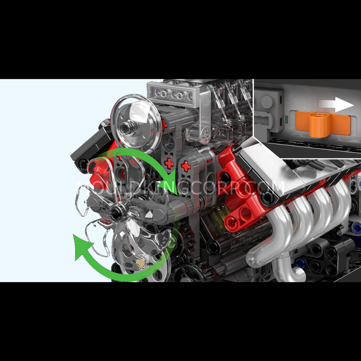 Moteur V8 à compresseur et boîte de vitesses, maquette motorisée, vue 2