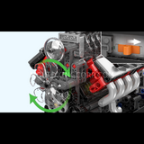 Moteur V8 à compresseur et boîte de vitesses, maquette motorisée, vue 2
