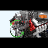 Moteur V8 à compresseur et boîte de vitesses, maquette motorisée, vue 3