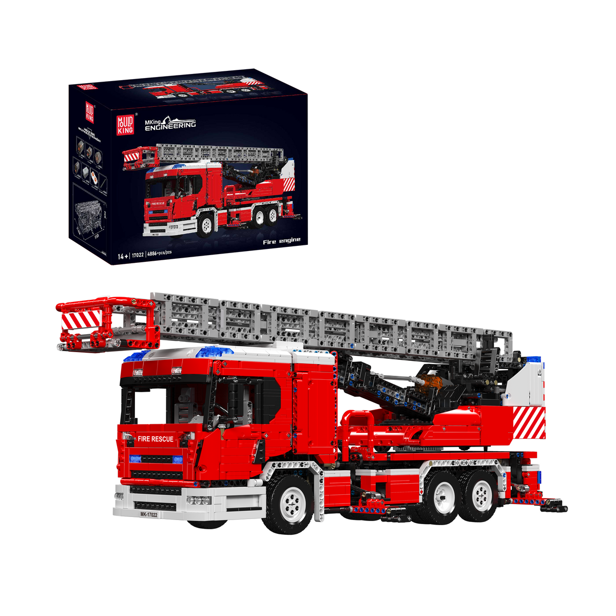 Camion de pompiers à grande échelle télécommandé, vue principale