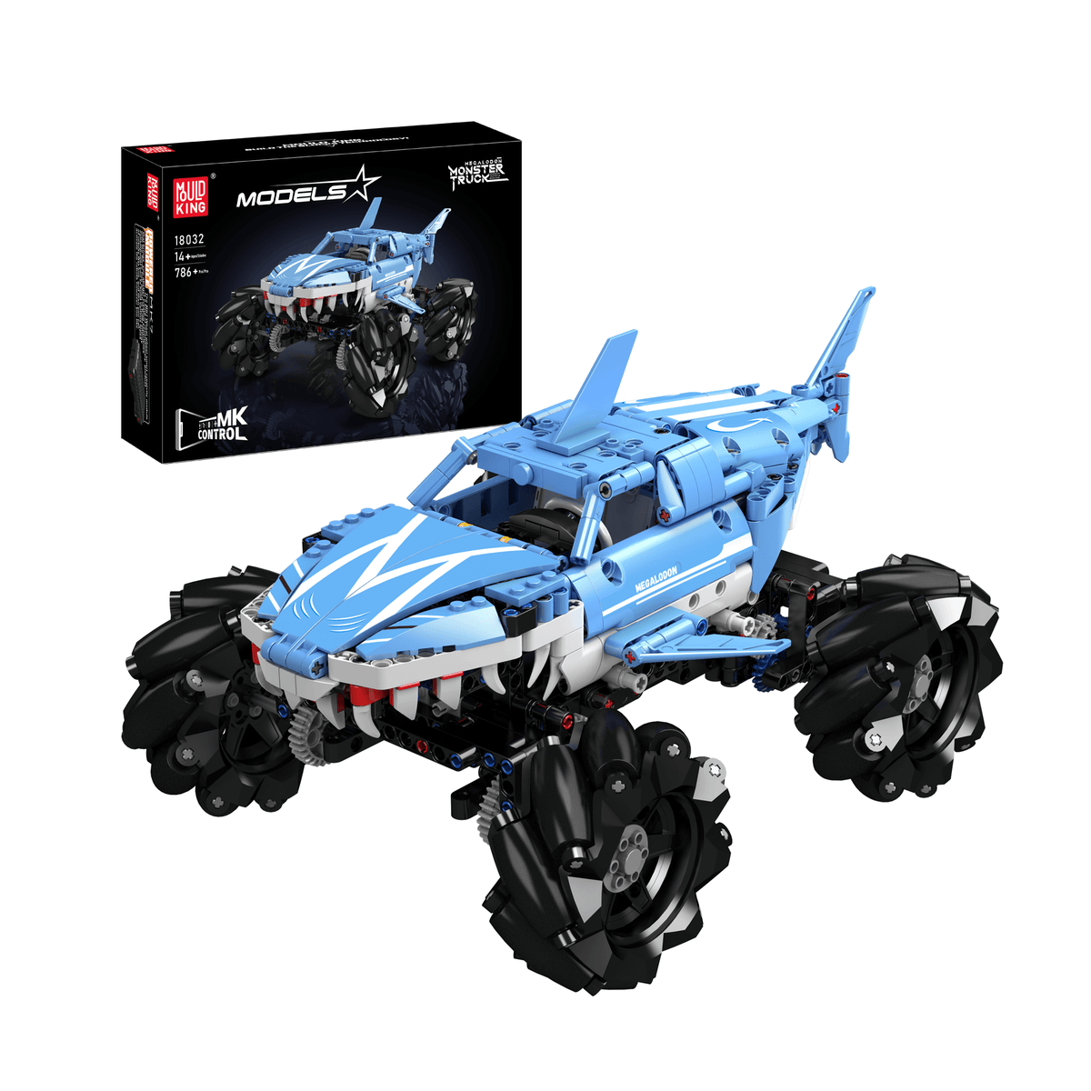 Monster truck requin télécommandé, roues omnidirectionnelles, vue principale