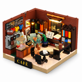 Petit café-librairie en boîte, avec lumières, vue principale, lumière harmonisée