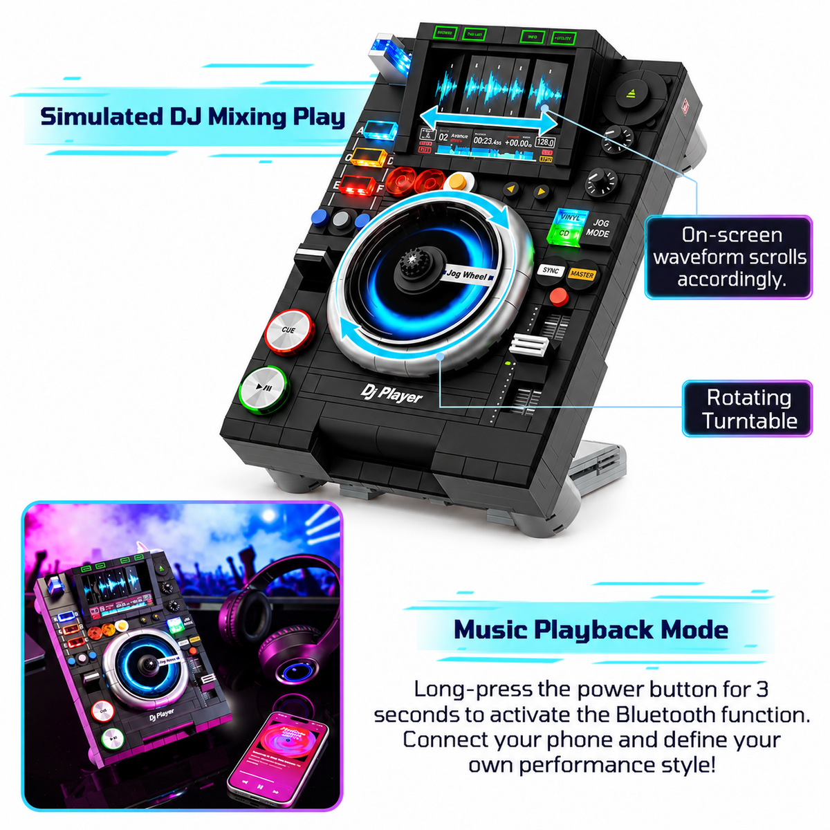 Platine de DJ, vue complémentaire 5, lumière harmonisée