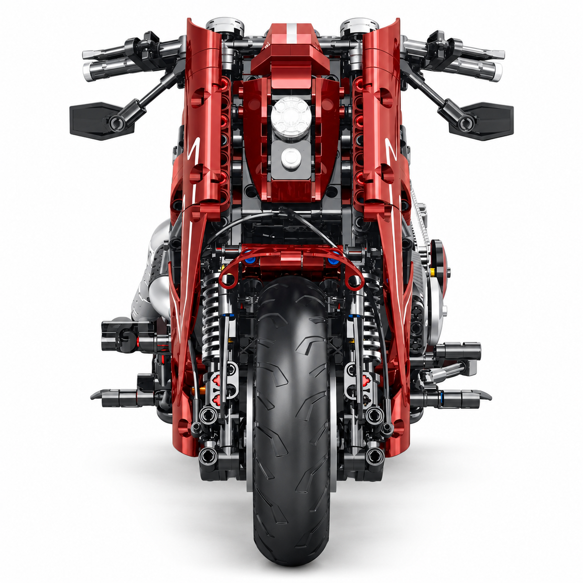 Superbike bicylindre rouge à boîte de vitesses, échelle 1:5
