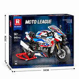 Superbike de course bleu, blanc et rouge, échelle 1:8