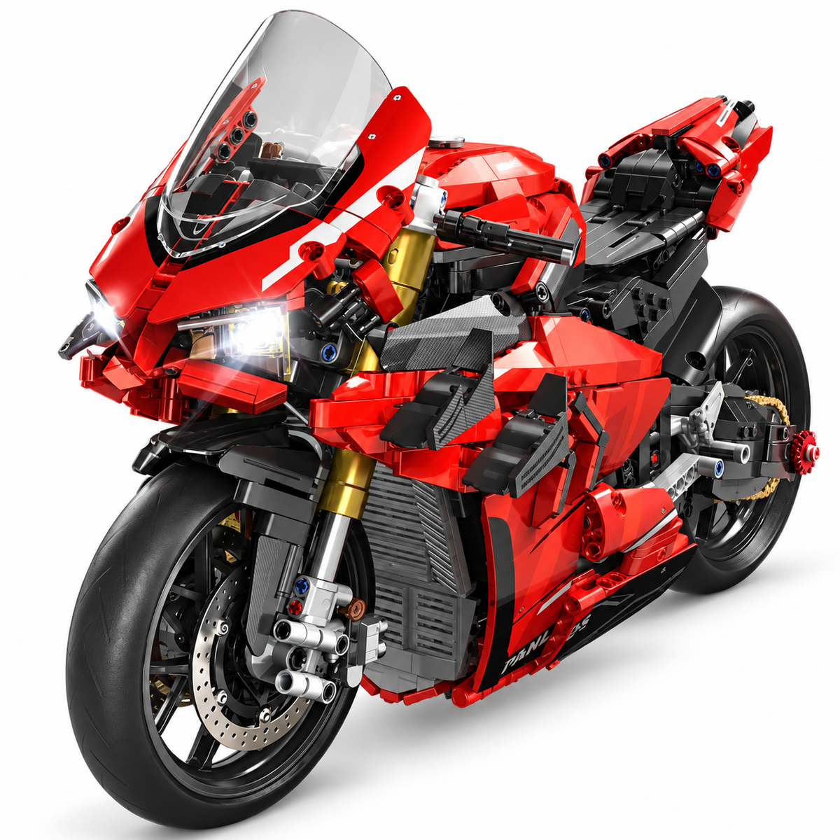 Superbike italienne rouge éclairée, échelle 1:5