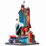 Tour high-tech de la ville futuriste, avec lumières, vue complémentaire 2, lumière harmonisée