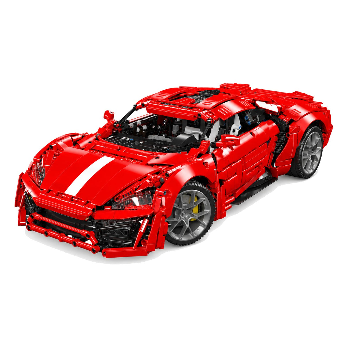 Hypercar hypersport télécommandée 1:8, portes dièdres en briques, vue de trois quarts