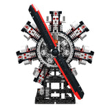 Moteur d'avion radial, maquette en finition métal en briques, vue de trois quarts