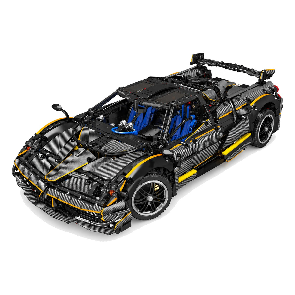 Hypercar 1:8 à carrosserie fibre de carbone en briques, vue de trois quarts