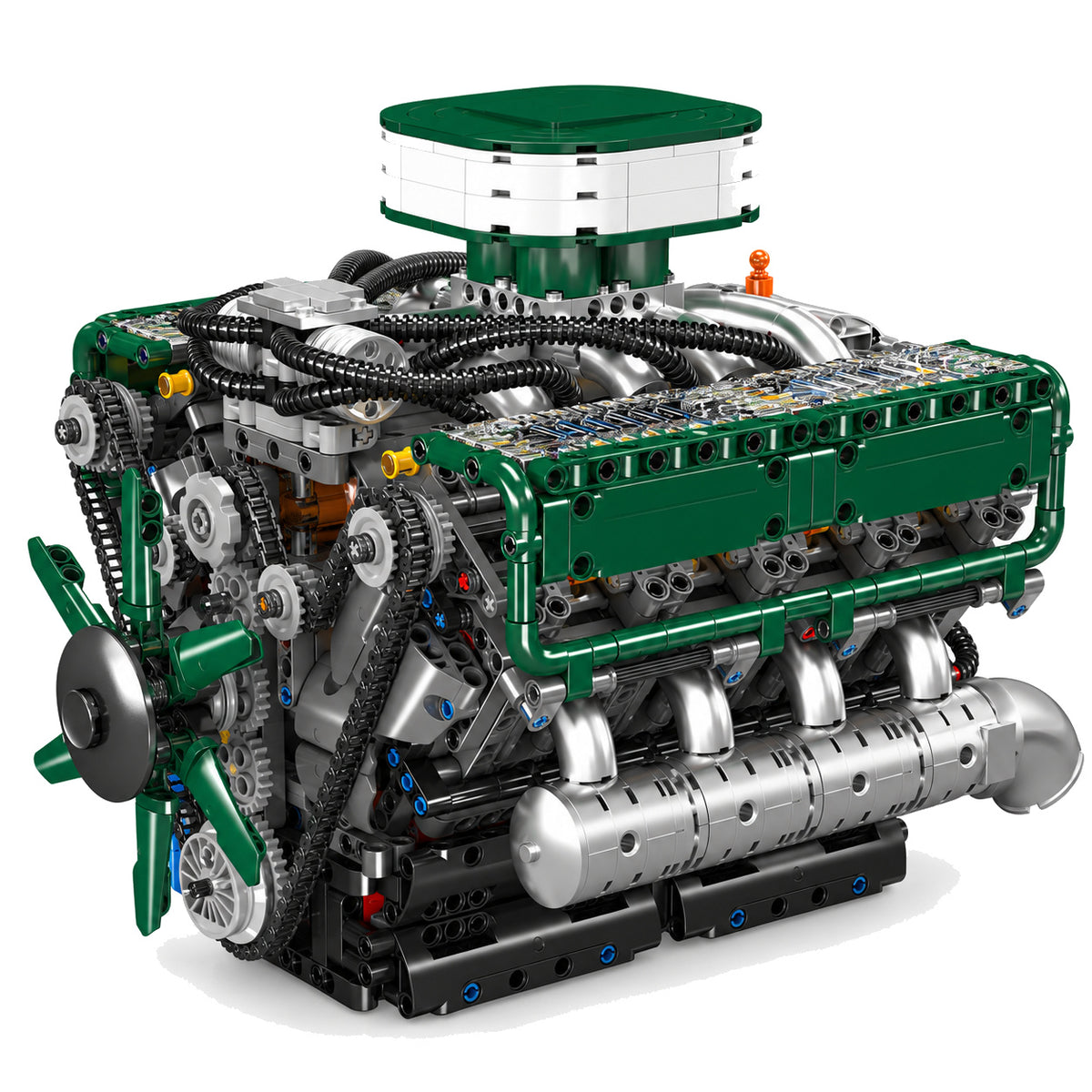 Détail de moteur V8 de char, maquette motorisée