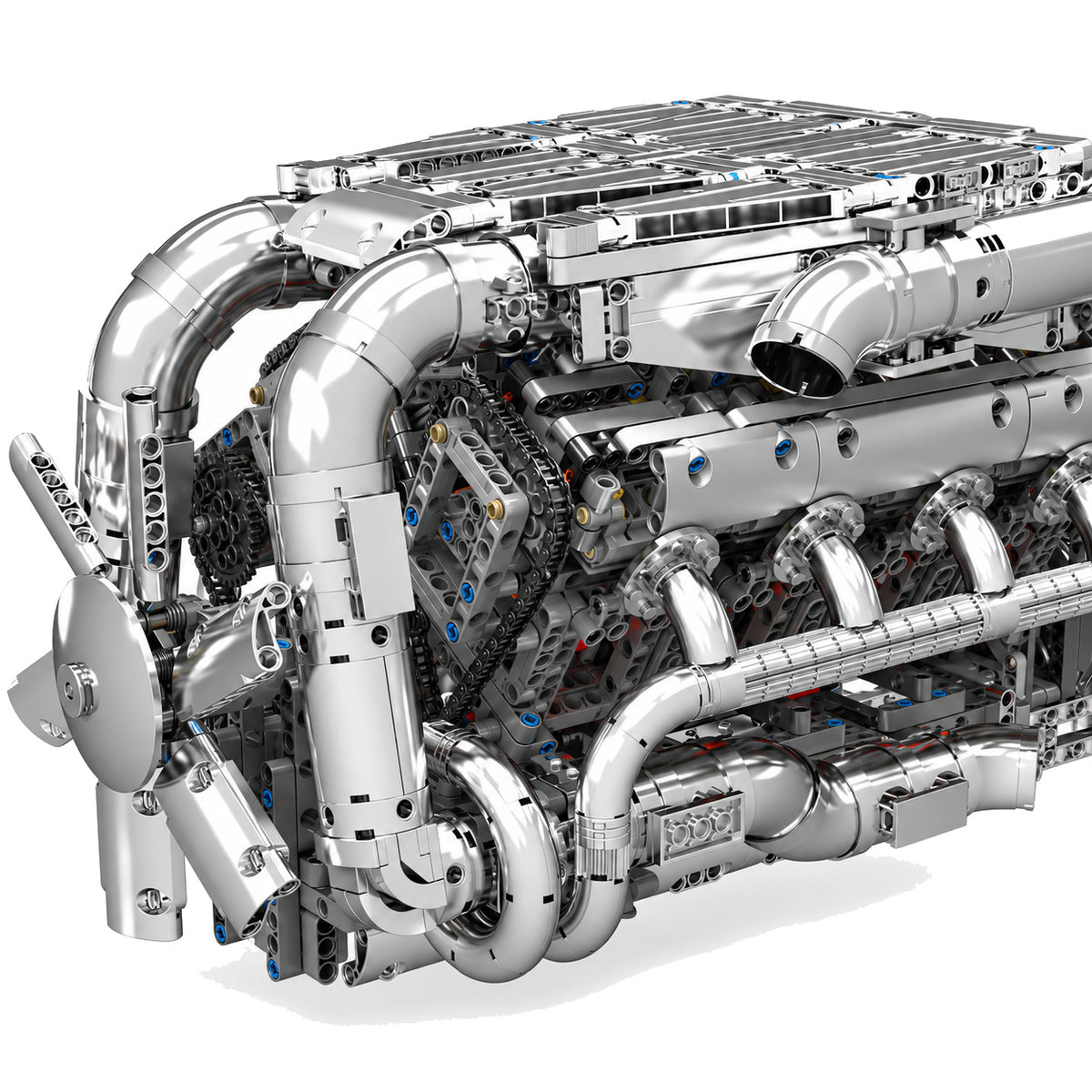 Détail de moteur et boîte de vitesses d'hypercar, maquette motorisée