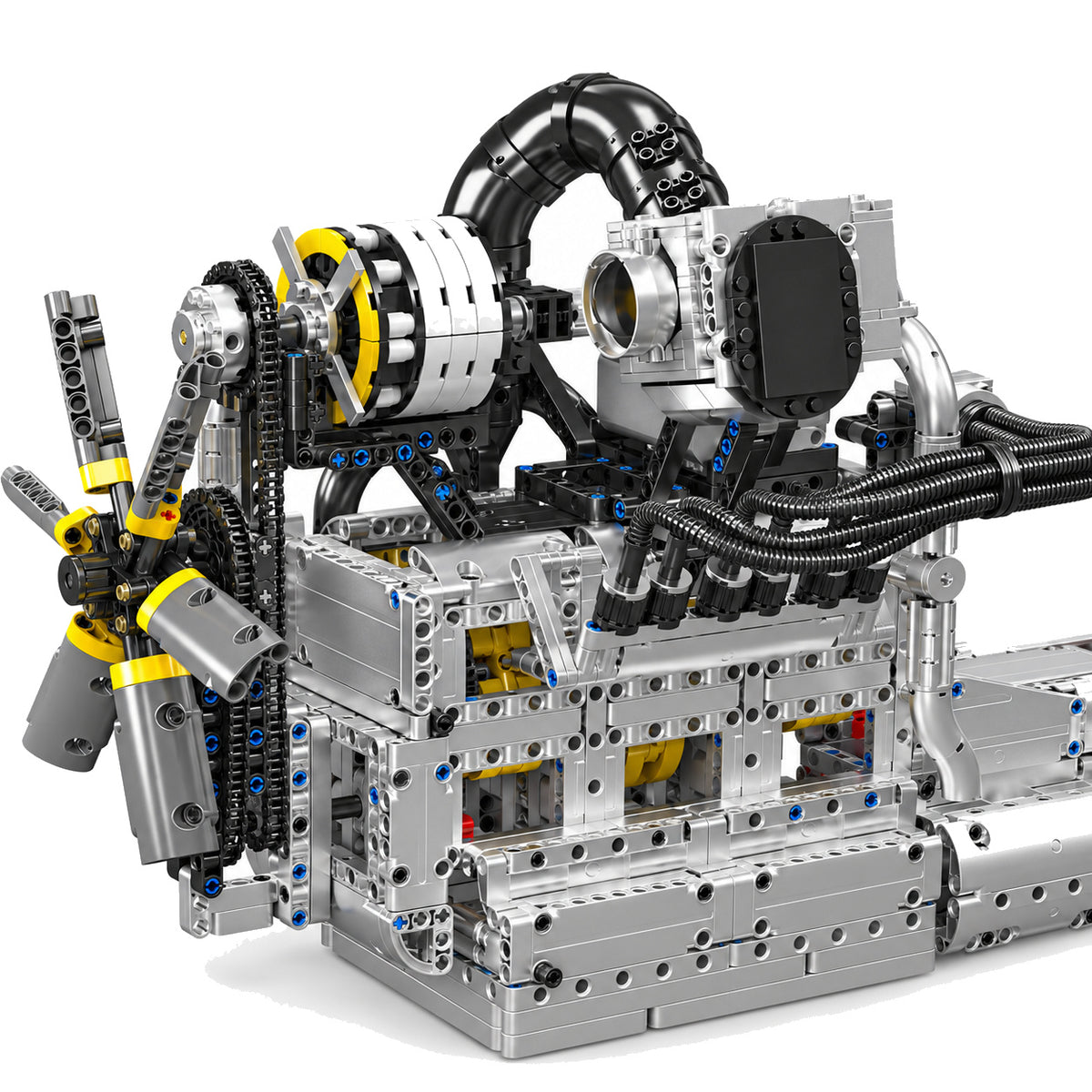 Détail de moteur rotatif et boîte de vitesses, maquette motorisée