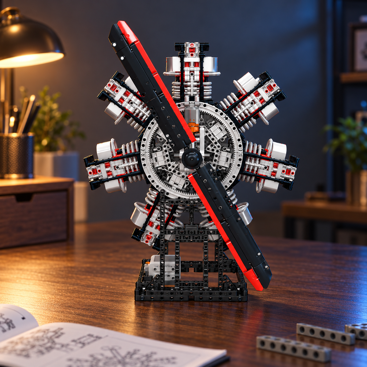 Moteur d'avion radial, maquette en finition métal